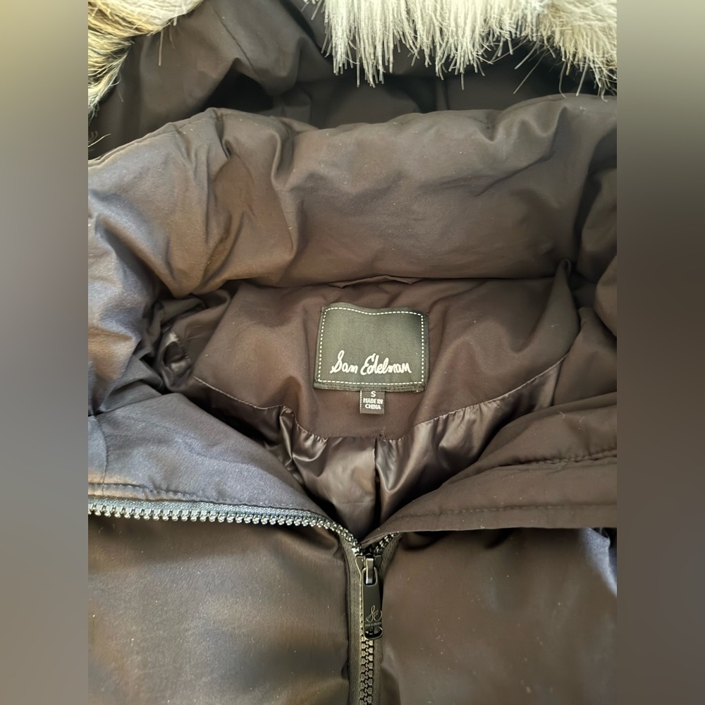 Sam Edelman Puffer w/ White Faux Fur Hood - Sz S - Picture 4 of 12